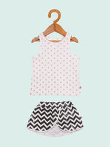 Nino Bambino 100% Organic Cotton White Polka Dot Tank Top and Zig Zag Skirt For Baby Girls