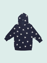 Nino Bambino 100% Organic Cotton Long Sleeve Star Print Blue Hoodie For Unisex Kids