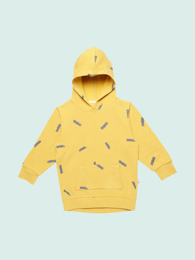 Nino Bambino 100% Organic Cotton Long Sleeve Yellow Hoodie For Unisex Kids