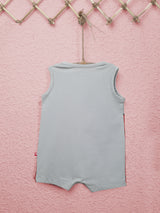 Nino Bambino 100% Organic Cotton Round Neck Sleeveless Eliphant Print Half Rompers For Unisex Baby