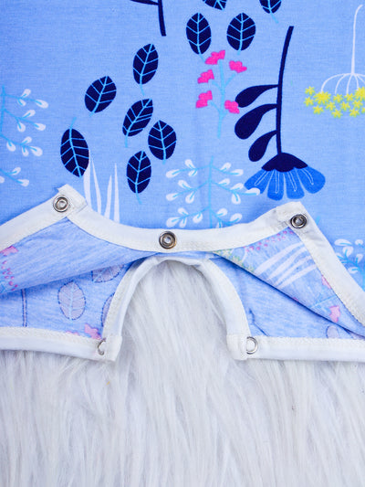 Nino Bambino 100% Organic Cotton Floral Print Lap Shoulder Short Sleeve Romper For Baby Girls