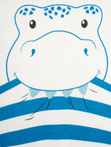 Nino Bambino 100% Organic Cotton Round Neck Sleeveless Blue & White Color With Hippo Print Half Romper For Baby Boys