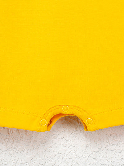 Nino Bambino 100% Organic Cotton Round Neck Yellow Color Sleeveless Romper For Unisex Baby