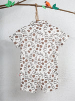 Nino Bambino 100% Organic Cotton Short Sleeve White Color Milk & Cookies Print Half Romper With Bow For Baby Boy