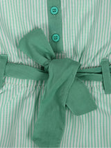 Nino Bambino 100% Organic Cotton Green Stripe Singlet Jumpsuit/Dress for Baby Girl