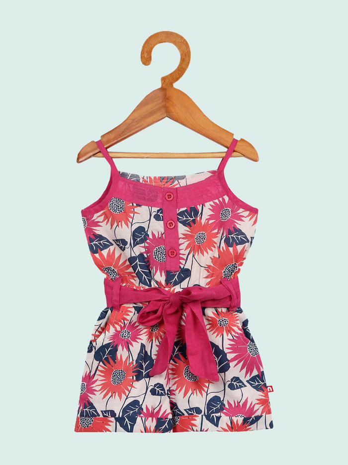 Nino Bambino 100% Organic Cotton Floral Print Singlet Jumpsuit For Baby Girls