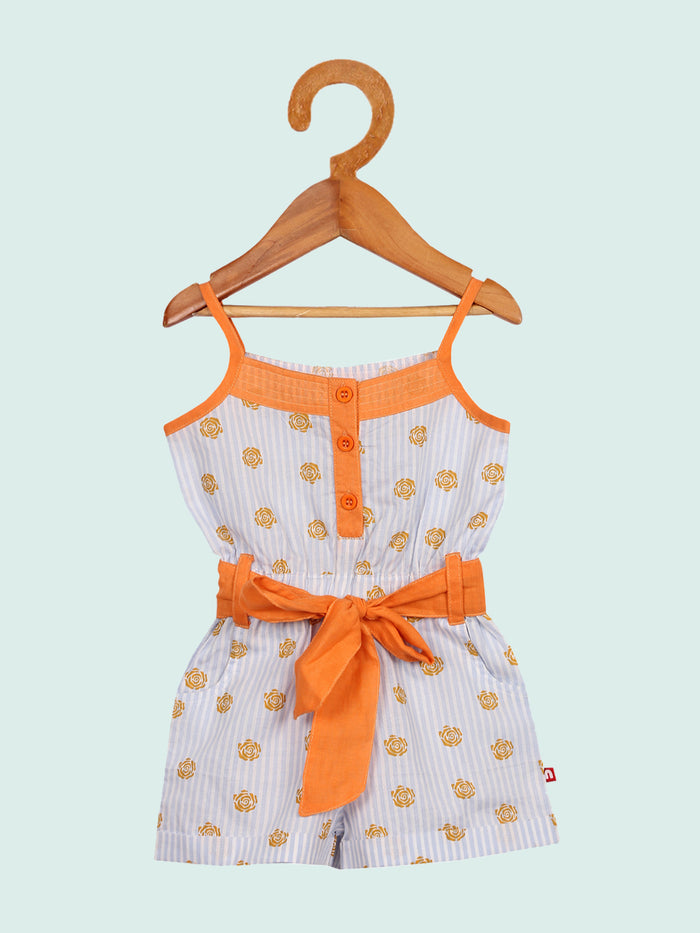 Nino Bambino 100% Organic Cotton Floral Print Singlet Sleeveless Jumpsuit/Dress for Baby Girl