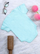 Nino Bambino 100% Organic Cottton Short-Sleeve Lap Shoulder Aqua Color Bodysuit For Unisex Baby