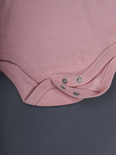 Nino Bambino 100% Organic Cotton Short Sleeves Light Pink Color Bodysuit For Baby Boys.