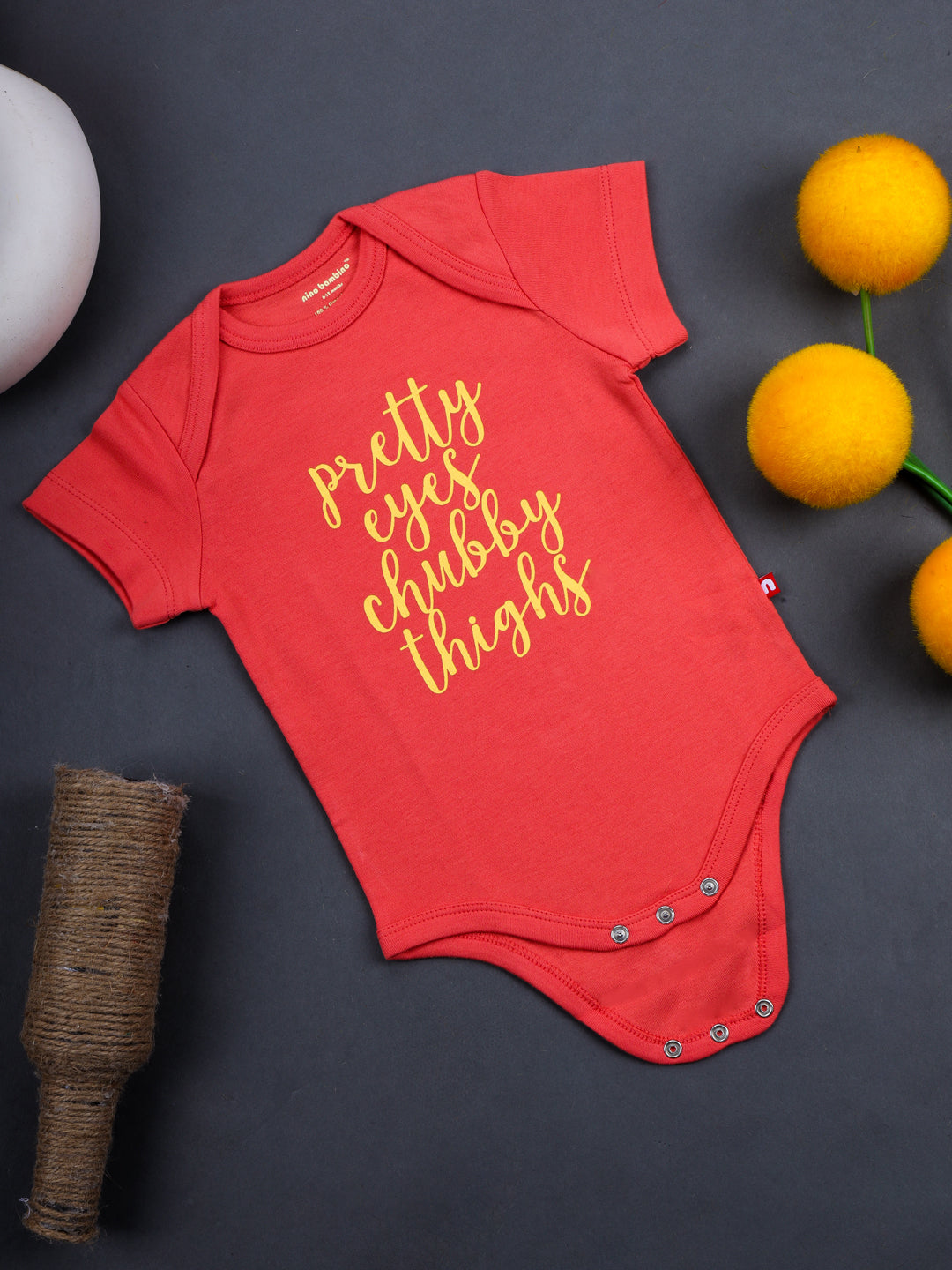 Orange Color Short Sleeve Bodysuit For Baby