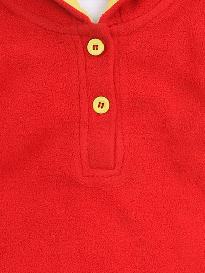 Nino Bambino Polar-Fleece Red Hoodie Sweatshirt For Unisex Baby