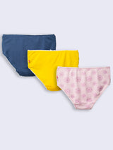Nino Bambino 100% Organic Cotton Multi-Color Assorted Knicker/Panty Sets Pack Of 3 For Girls