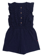 Nino Bambino 100% Cotton Sleeveless Navy Blue Color Ruffle Jumpsuit For Babies & Kids Girl