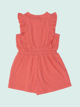 Nino Bambino Round Neck Sleeveless Peach Color Cotton Ruffle Jumpsuit For Babies & Kids Girls