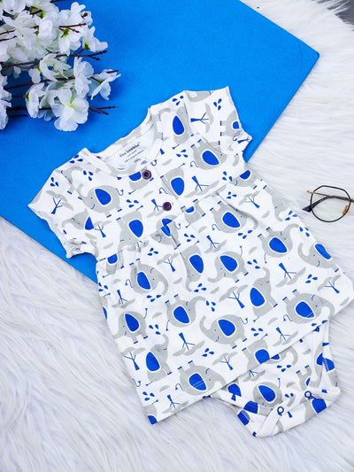 Nino Bambino 100% Organic Cotton Cap Sleeves Printed Onesie Dress For Baby Girls
