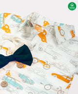 Nino Bambino 100% Organic Cotton Car Print Half Romper With Boy For Baby Boy