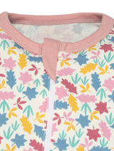 Nino Bambino 100% Organic Cotton Long Sleeve Leaf Print Zipper Romper For Baby Girls