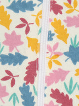 Nino Bambino 100% Organic Cotton Long Sleeve Leaf Print Zipper Romper For Baby Girls
