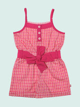 Nino Bambino 100% Organic Cotton Sleeveless Checked Singlet Jumpsuit Dress For Baby Girl
