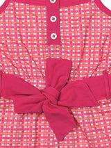 Nino Bambino 100% Organic Cotton Sleeveless Checked Singlet Jumpsuit Dress For Baby Girl