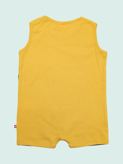 Nino Bambino 100% Organic Cotton Sleeveless Panda Print Yellow Half Romper For Baby Boy.