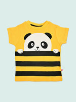 Nino Bambino 100% Organic Cotton Panda Print Round Neck Short Sleeve T-shirt for Unisex Babies & kids