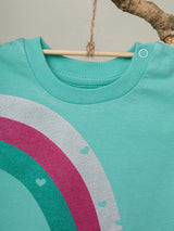Nino Bambino 100% Organic Cotton Round Neck Short Sleeve Aqua Sky T-Shirt For Baby Girls