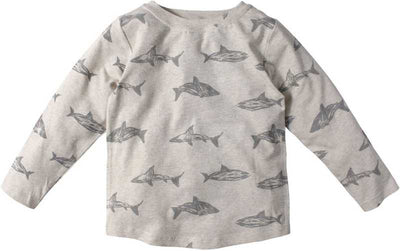 Nino Bambino 100% Organic Cotton Round Neck Long Sleeve Grey Color Fish Print Sweatshirt for Girls