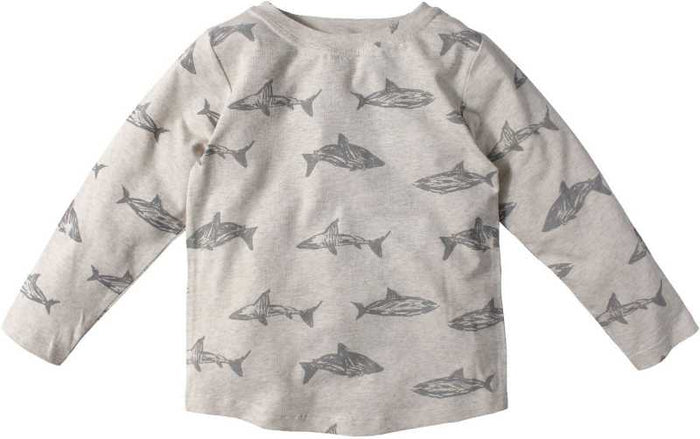 Nino Bambino 100% Organic Cotton Round Neck Long Sleeve Grey Color Fish Print Sweatshirt for Girls