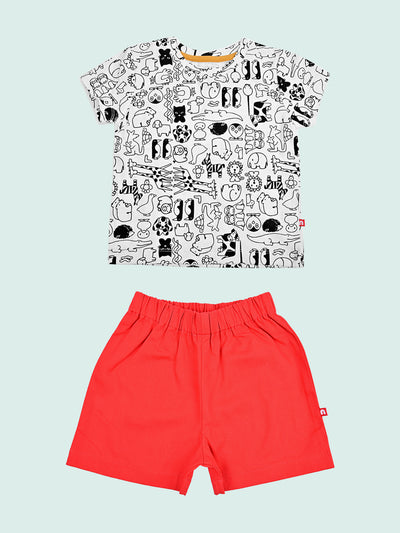 Nino Bambino 100% Organic Cotton Half T-Shirt & Shorts Set For Unisex Baby Baby Boy & Baby Girls