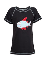 Nino Bambino 100% Organic Cotton Half Sleeves Round Neck Black T Shirt For Baby Girls