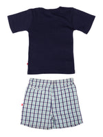 Nino Bambino 100% Organic Cotton Navy Blue Color Half T-Shirt & Shorts Set For Baby & Kid Boys