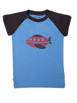 Nino Bambino 100% Organic Cotton Short Sleeves Black & Sky Blue T-Shirt For Baby Boy