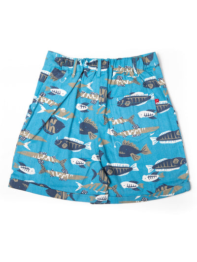 Nino Bambino 100% Organic Cotton Fish Print Sky Blue Shorts For Baby Boy.