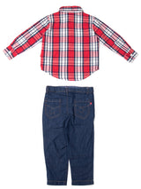 Nino Bambino 100% Organic Cotton Top & Bottom Sets Full Sleeve Checked Shirt & Blue Jeans For Baby Boy.
