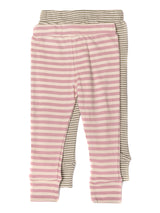 Nino Bambino 100% Organic Cotton Multi Color Pack Of 2 Legging Set For Baby Girls