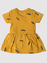 Nino Bambino 100% Organic Cotton Mustard Color Short Sleeve Dress For Girls.